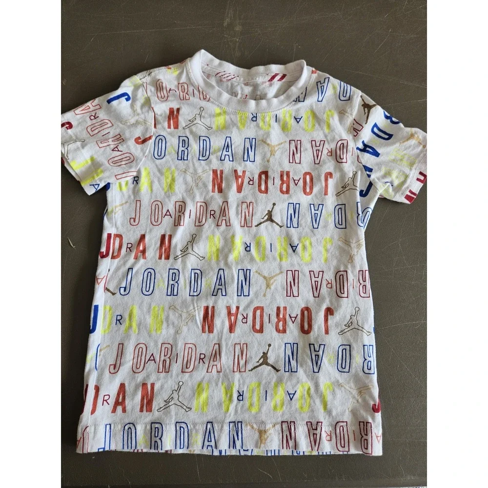 Jordan Boys Small T Shirt Jumpman All Over Print White Multicolor Nike